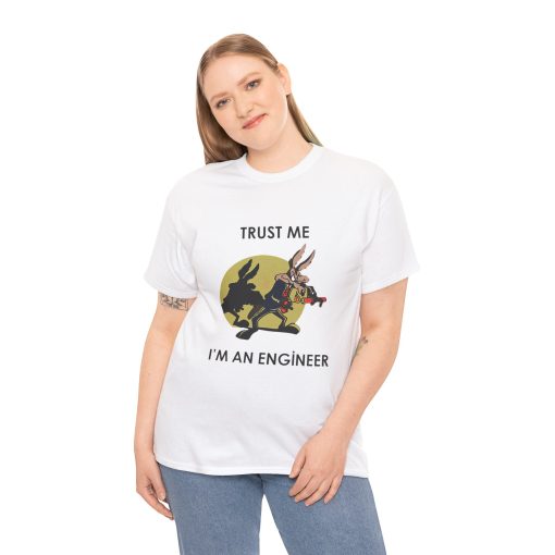 Coyote Trust Me I'm An Engineer Road Runner Funny Unisex Heavy Cotton Tee - Image 4