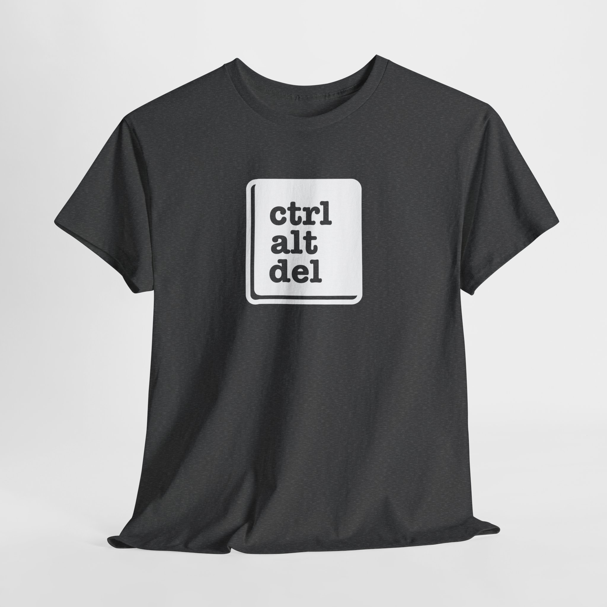 Unisex Heavy Cotton Tee with Ctrl+Alt+Del Design, Perfect for Tech Lovers, Gamers, Geek Culture, Casual Wear, Gift for Programmers