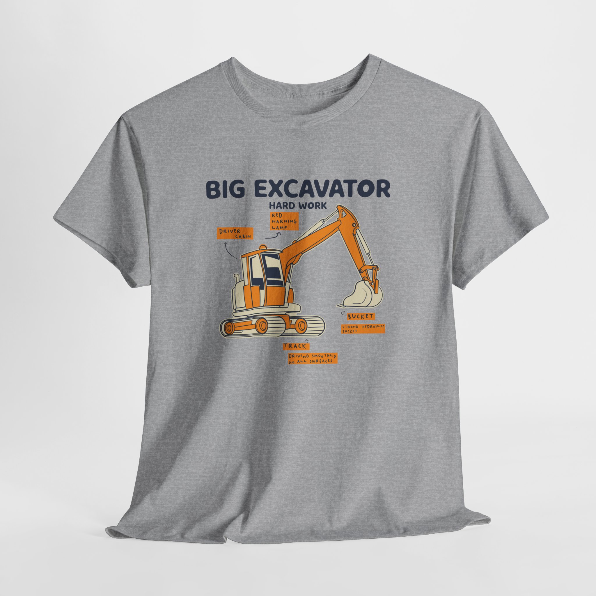 Big Excavator T-Shirt, Heavy Machinery Diagram Tee, Gift for Construction Worker and Operator, Unisex Engineer Apparel - Image 4