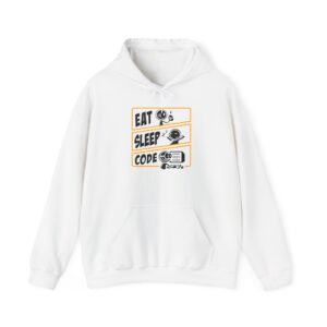 Alternative view of Eat Sleep Code Hoodie, Funny Programmer and Coder Sweatshirt, Computer Science Gift, Developer Life Apparel