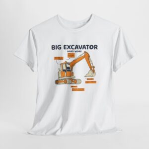 Big Excavator T-Shirt, Heavy Machinery Diagram Tee, Gift for Construction Worker and Operator, Unisex Engineer Apparel