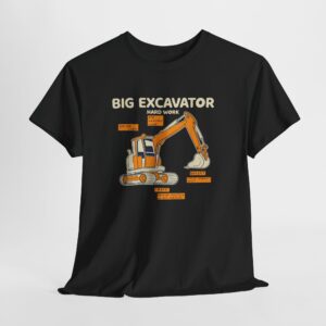 Alternative view of Big Excavator T-Shirt, Heavy Machinery Diagram Tee, Gift for Construction Worker and Operator, Unisex Engineer Apparel