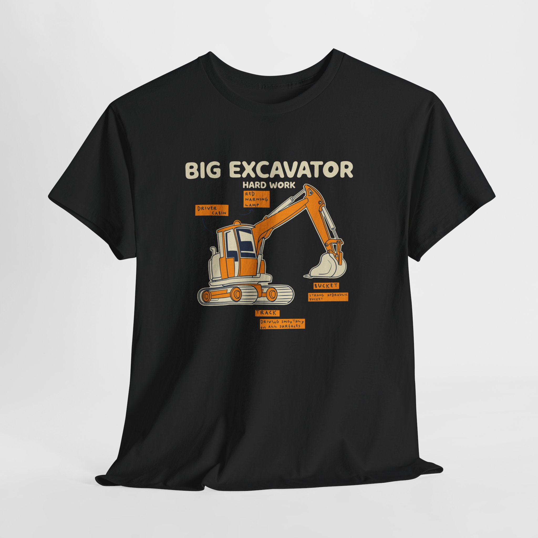 Big Excavator T-Shirt, Heavy Machinery Diagram Tee, Gift for Construction Worker and Operator, Unisex Engineer Apparel - Image 2