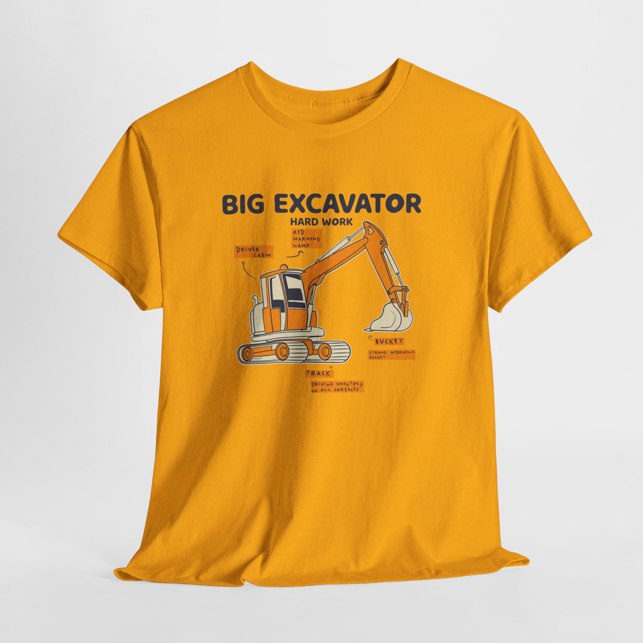 Big Excavator T-Shirt, Heavy Machinery Diagram Tee, Gift for Construction Worker and Operator, Unisex Engineer Apparel - Image 5