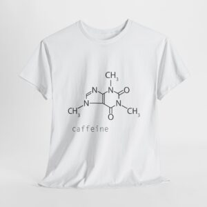 Alternative view of Caffeine Molecule Tee - Unisex Heavy Cotton T-Shirt, Science Gift, Funny Coffee Shirt, Chemistry Apparel, Casual Wear