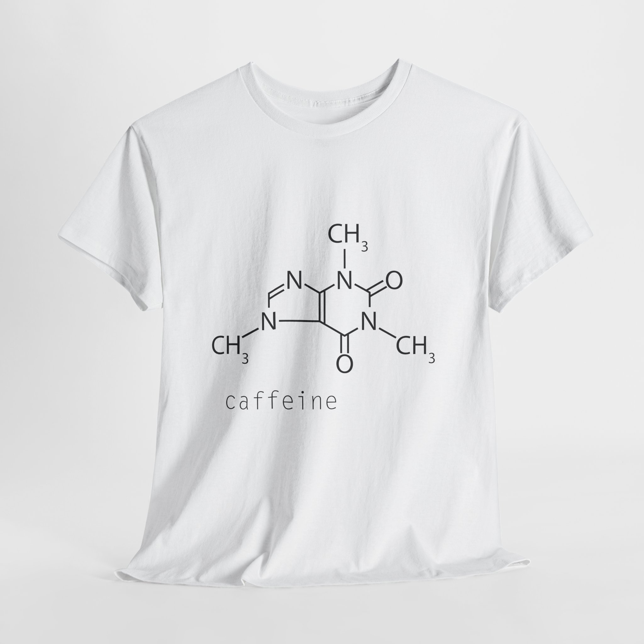Caffeine Molecule Tee - Unisex Heavy Cotton T-Shirt, Science Gift, Funny Coffee Shirt, Chemistry Apparel, Casual Wear - Image 2
