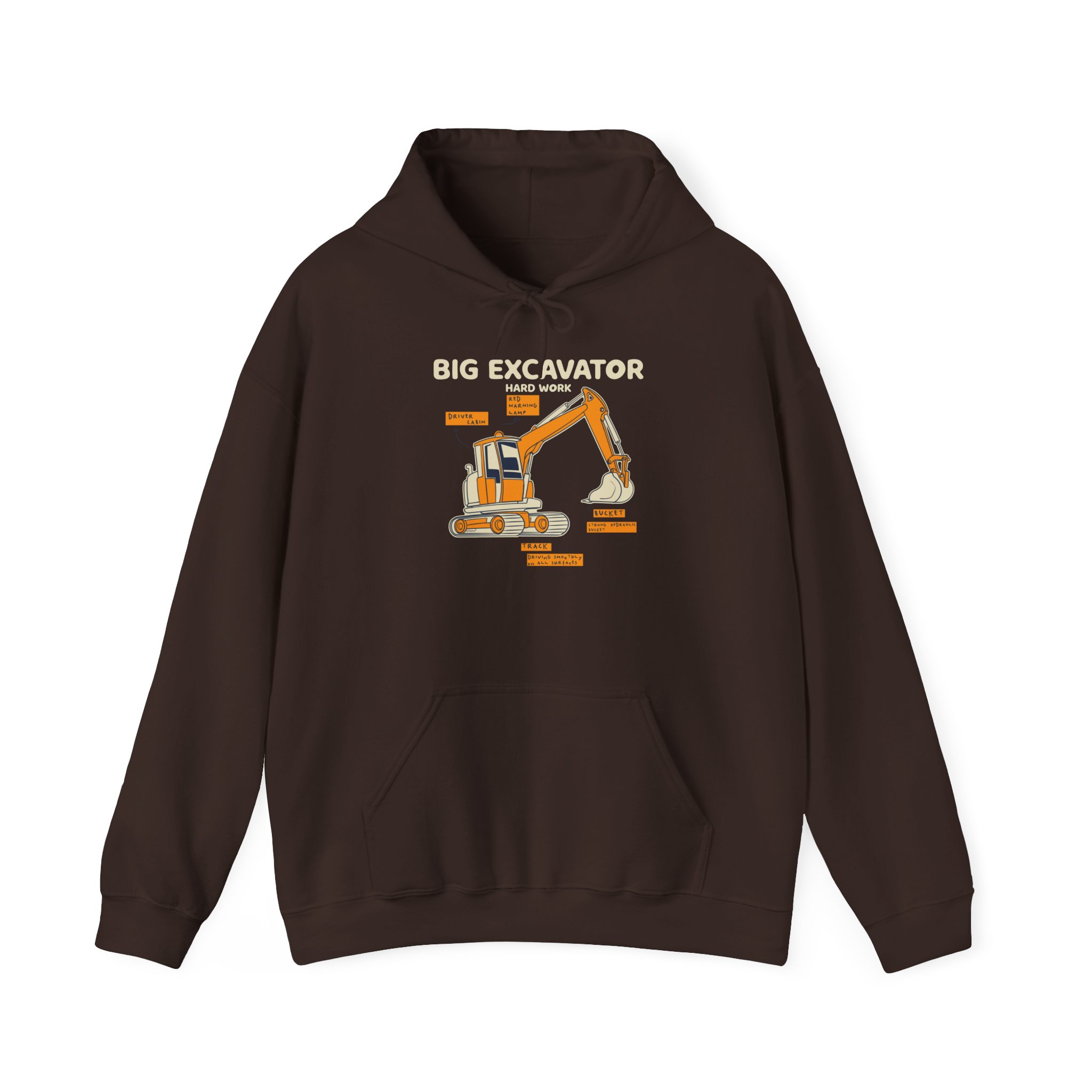 Big Excavator Hoodie, Heavy Machinery Diagram Sweatshirt, Gift for Construction Worker and Operator - Image 6