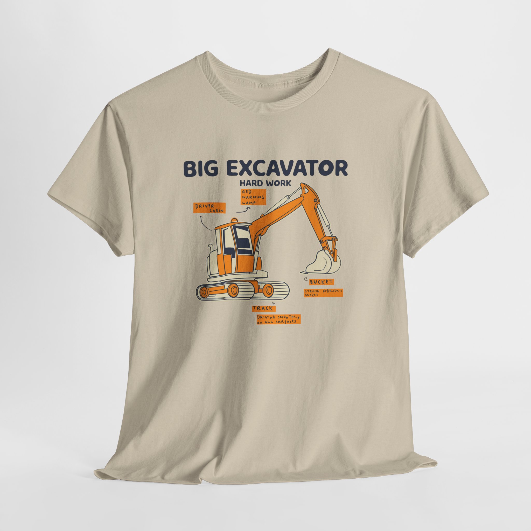 Big Excavator T-Shirt, Heavy Machinery Diagram Tee, Gift for Construction Worker and Operator, Unisex Engineer Apparel - Image 3
