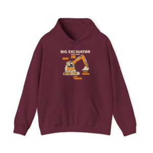 Big Excavator Hoodie, Heavy Machinery Diagram Sweatshirt, Gift for Construction Worker and Operator