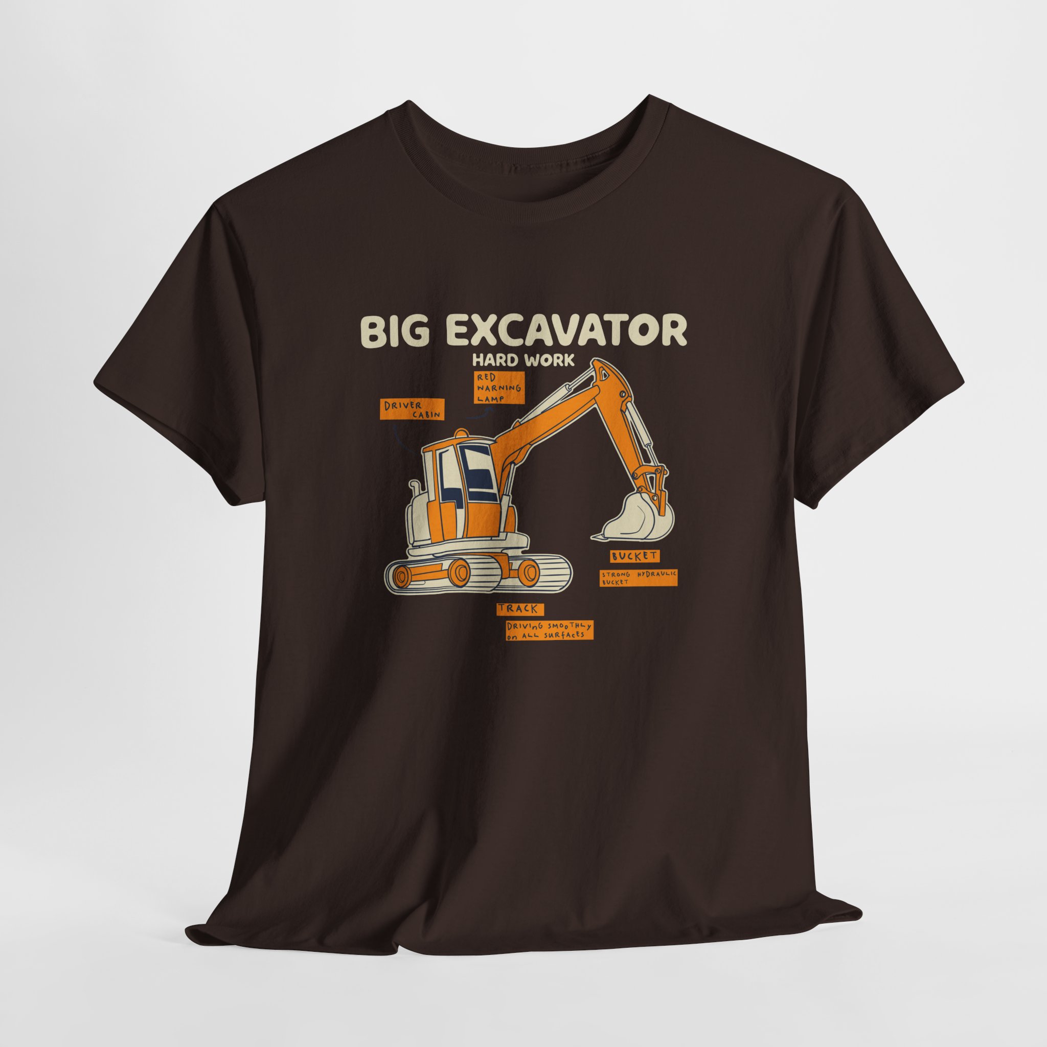 Big Excavator T-Shirt, Heavy Machinery Diagram Tee, Gift for Construction Worker and Operator, Unisex Engineer Apparel - Image 8