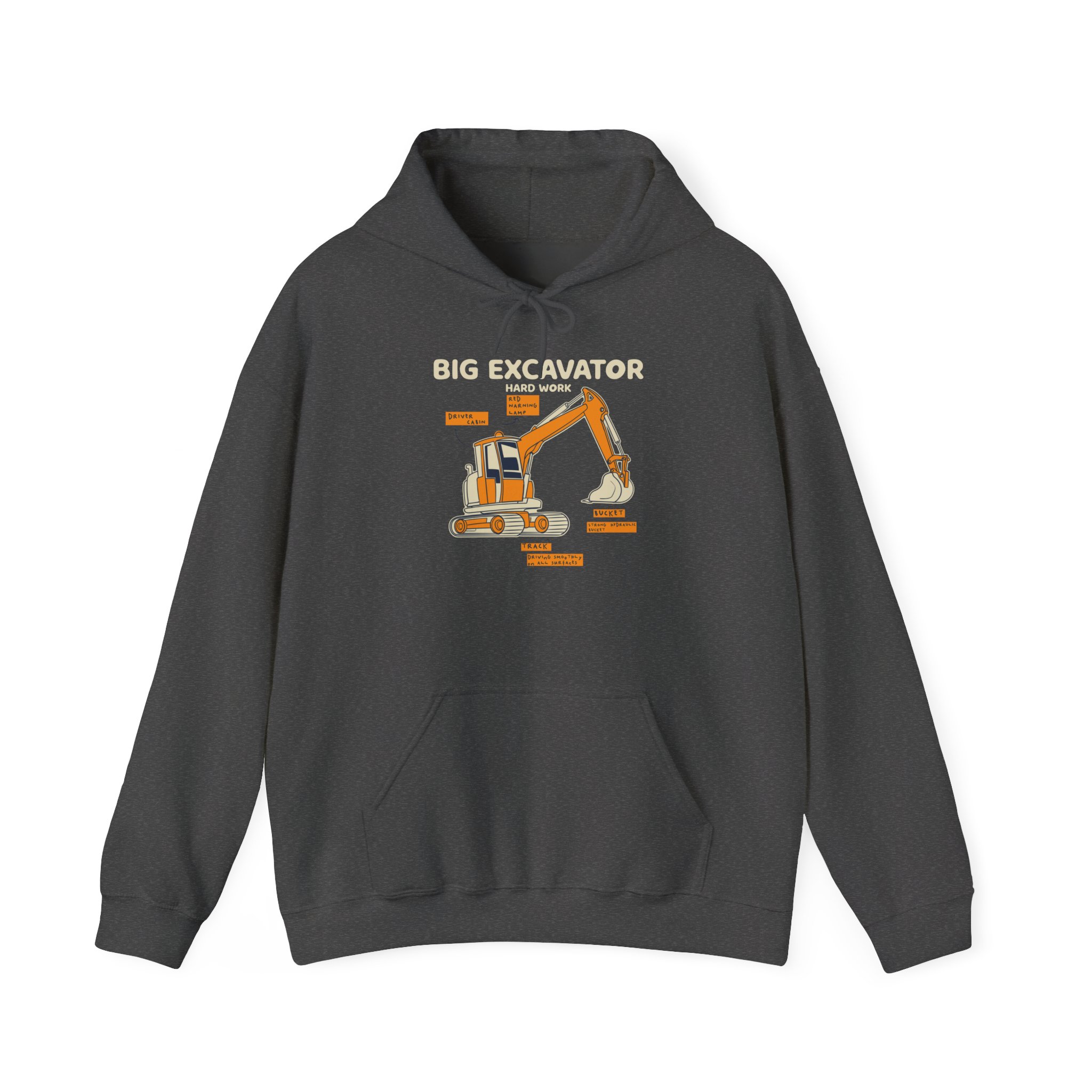 Big Excavator Hoodie, Heavy Machinery Diagram Sweatshirt, Gift for Construction Worker and Operator - Image 7