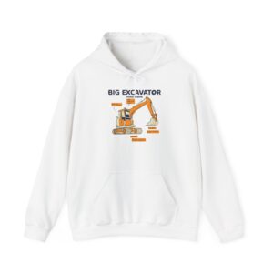 Alternative view of Big Excavator Hoodie, Heavy Machinery Diagram Sweatshirt, Gift for Construction Worker and Operator