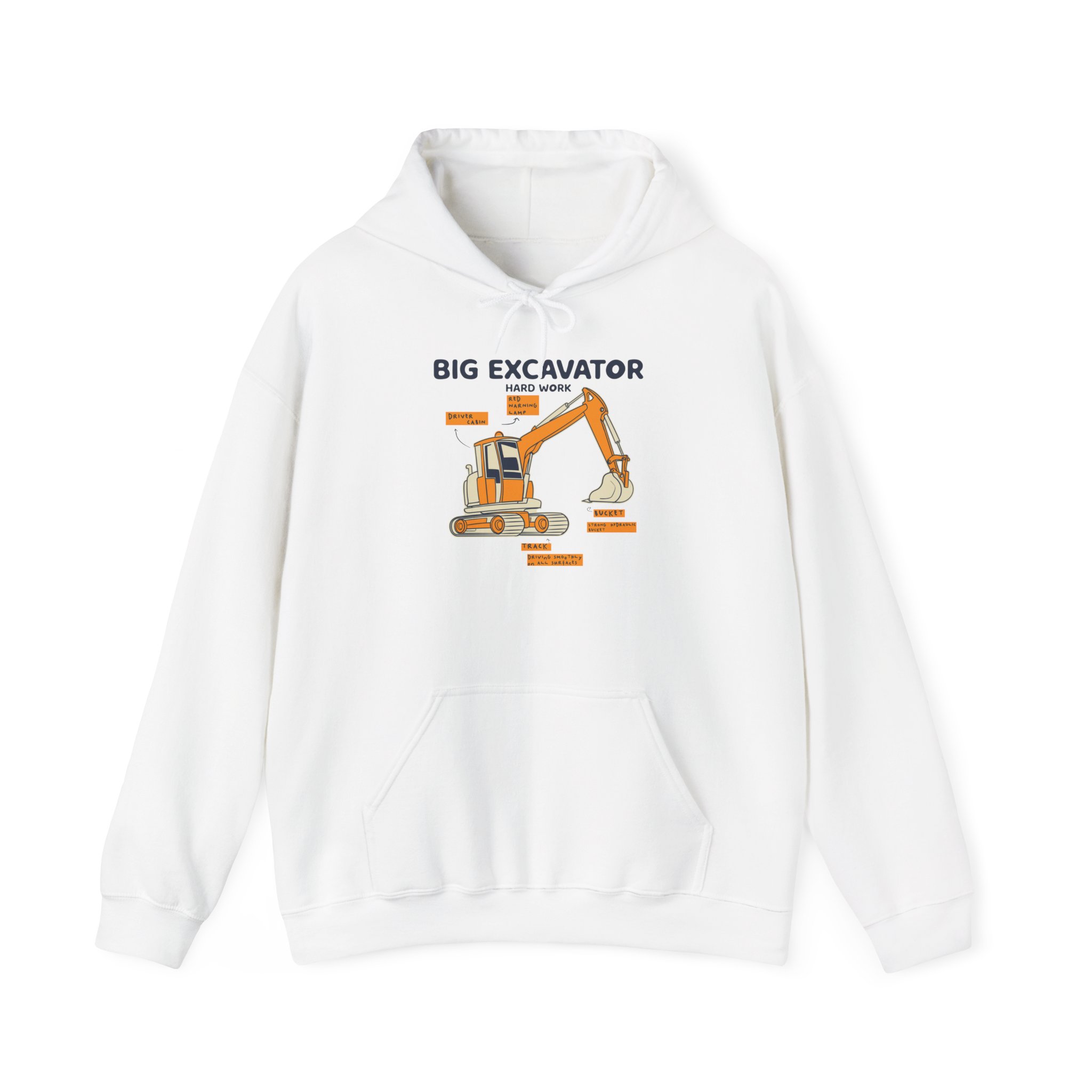Big Excavator Hoodie, Heavy Machinery Diagram Sweatshirt, Gift for Construction Worker and Operator - Image 2