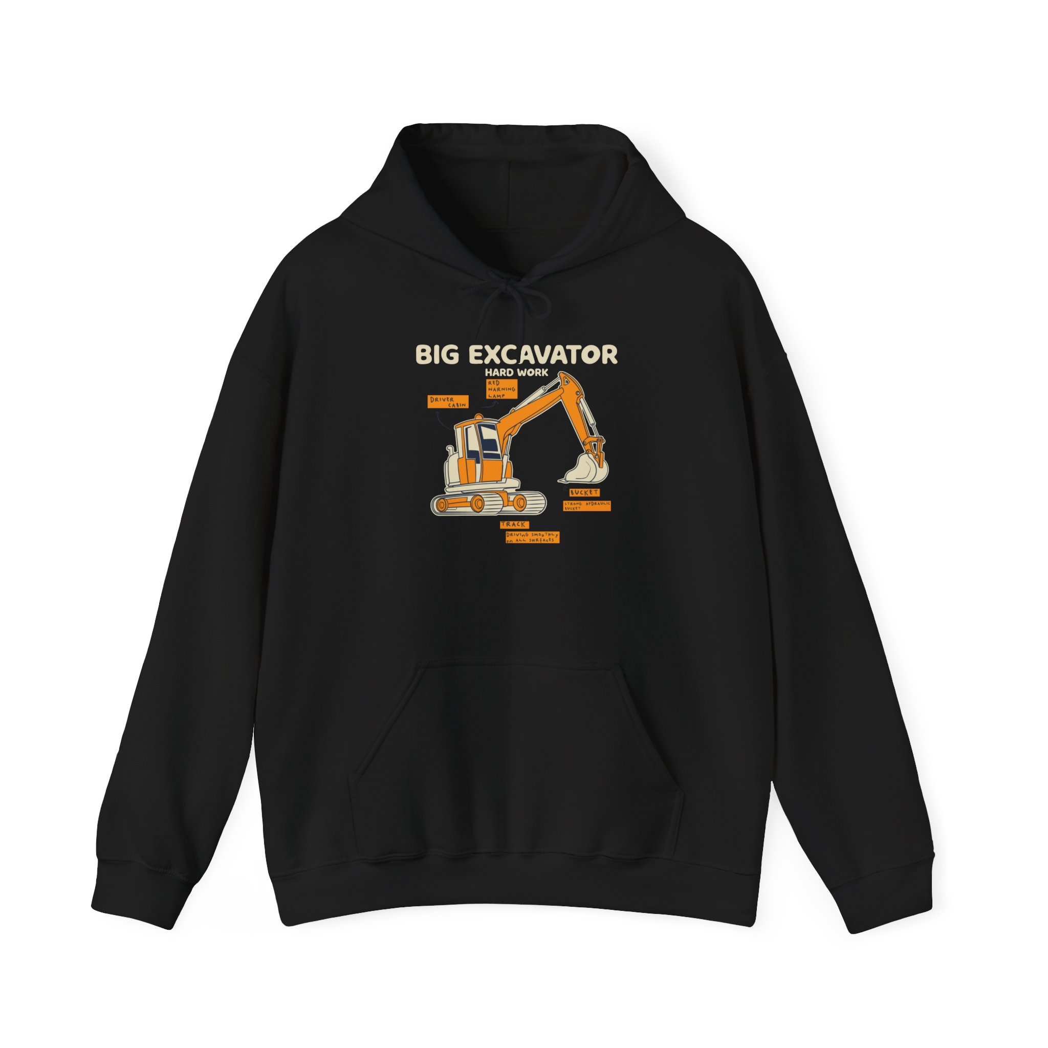Big Excavator Hoodie, Heavy Machinery Diagram Sweatshirt, Gift for Construction Worker and Operator - Image 3