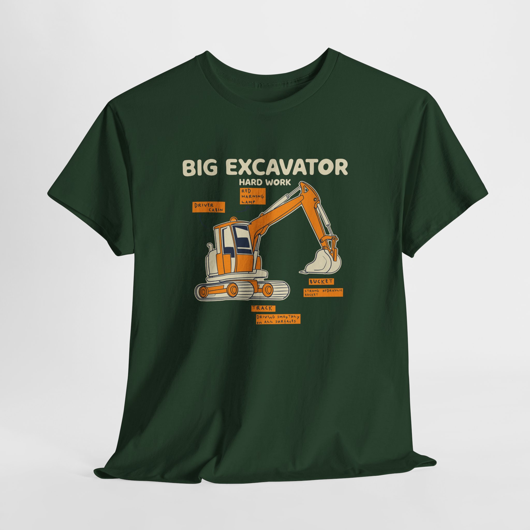 Big Excavator T-Shirt, Heavy Machinery Diagram Tee, Gift for Construction Worker and Operator, Unisex Engineer Apparel - Image 11