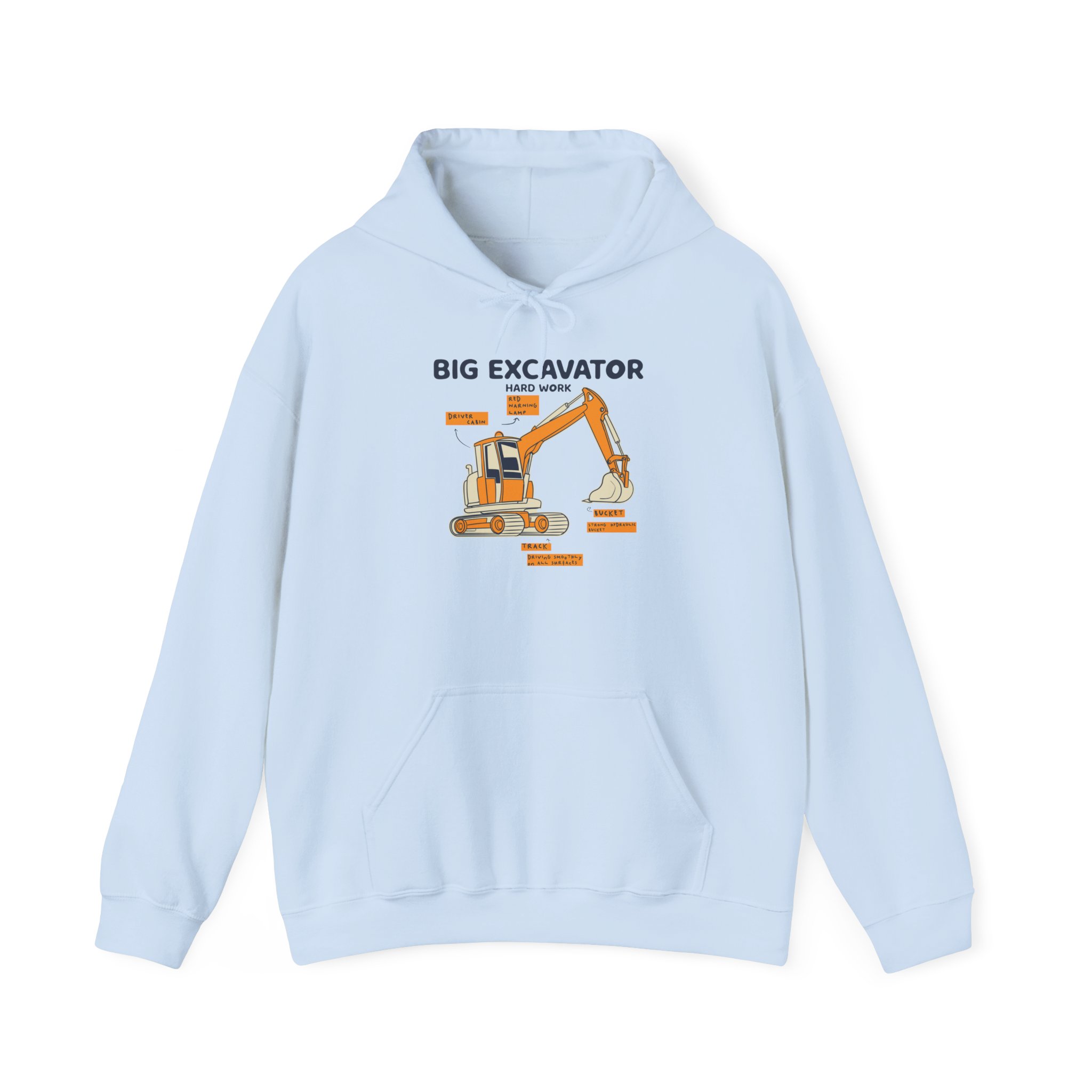 Big Excavator Hoodie, Heavy Machinery Diagram Sweatshirt, Gift for Construction Worker and Operator - Image 8