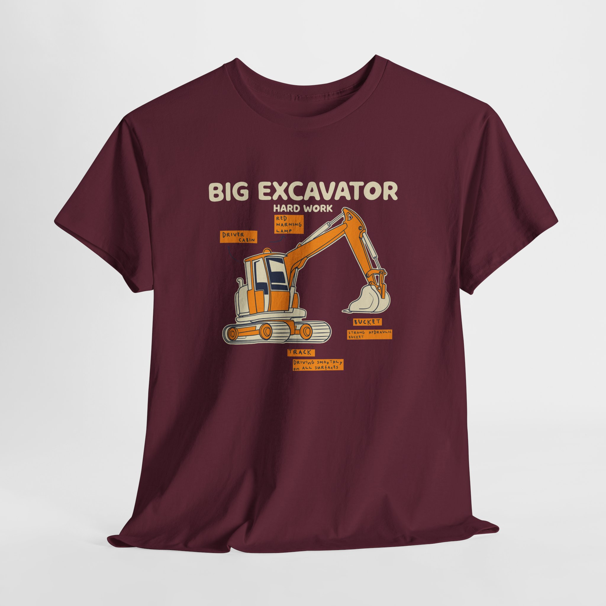 Big Excavator T-Shirt, Heavy Machinery Diagram Tee, Gift for Construction Worker and Operator, Unisex Engineer Apparel - Image 7