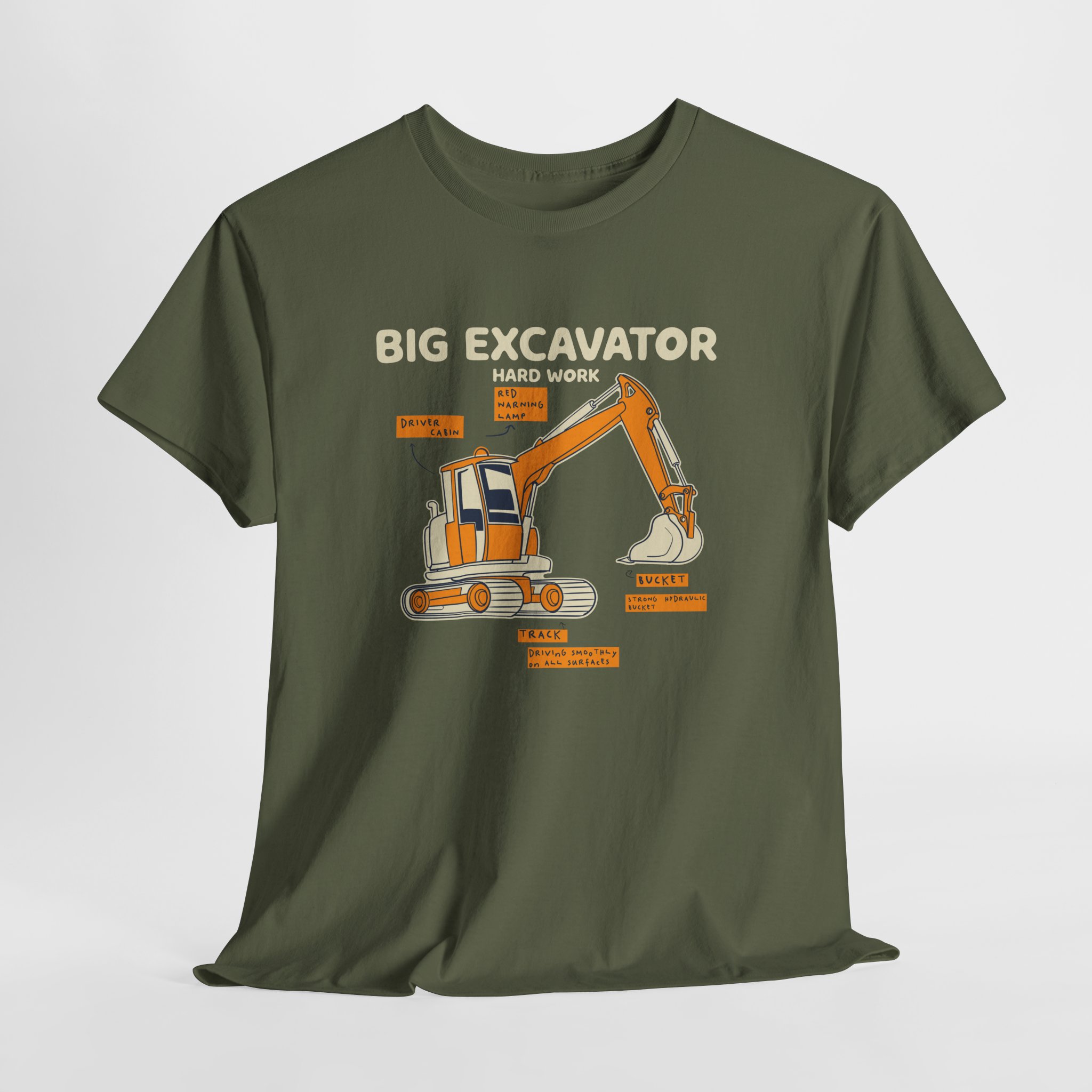 Big Excavator T-Shirt, Heavy Machinery Diagram Tee, Gift for Construction Worker and Operator, Unisex Engineer Apparel - Image 10