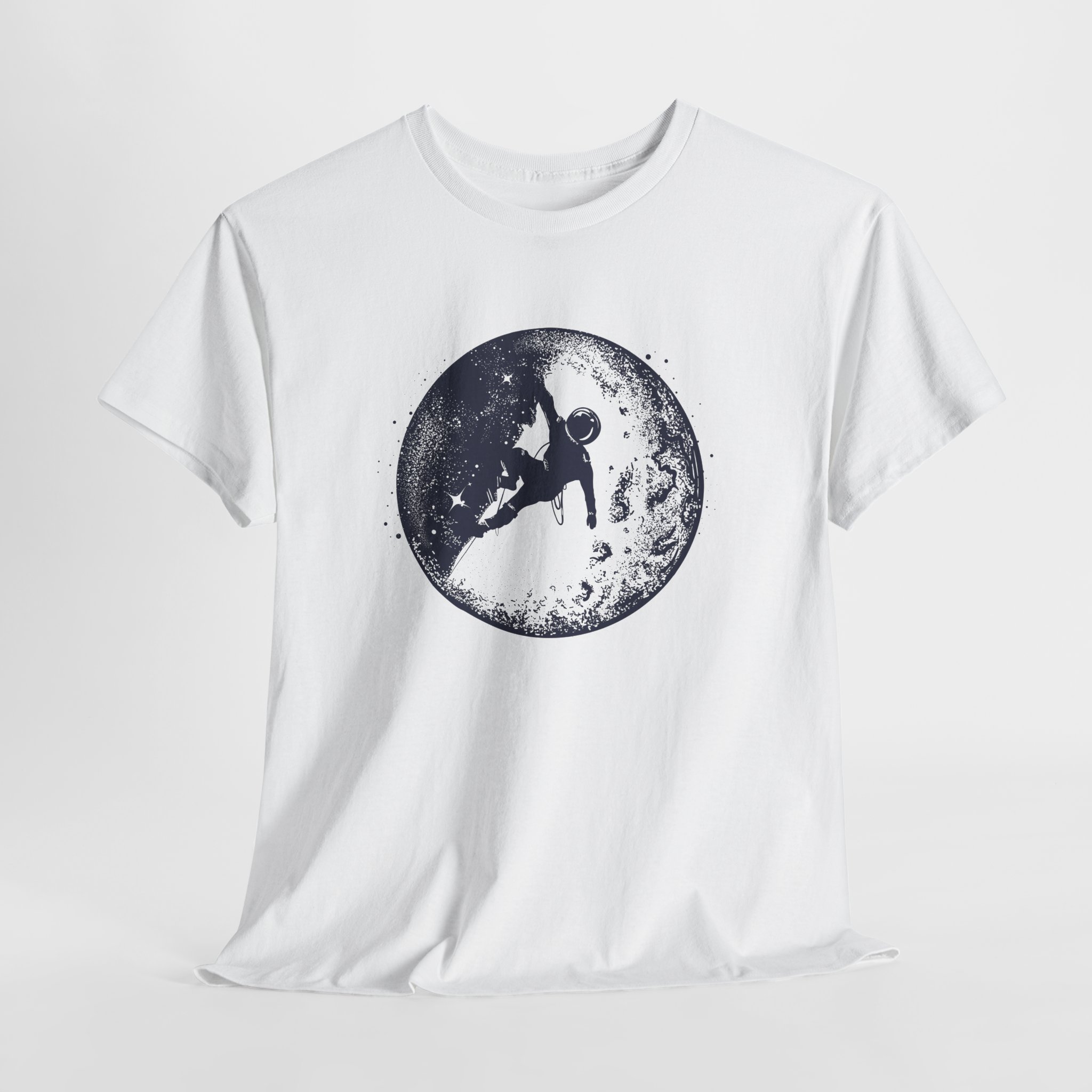 Astronaut Moon Climbing T-Shirt, Space Explorer Tee, Lunar Adventure Art, Unisex Science and Fantasy Apparel - Image 2
