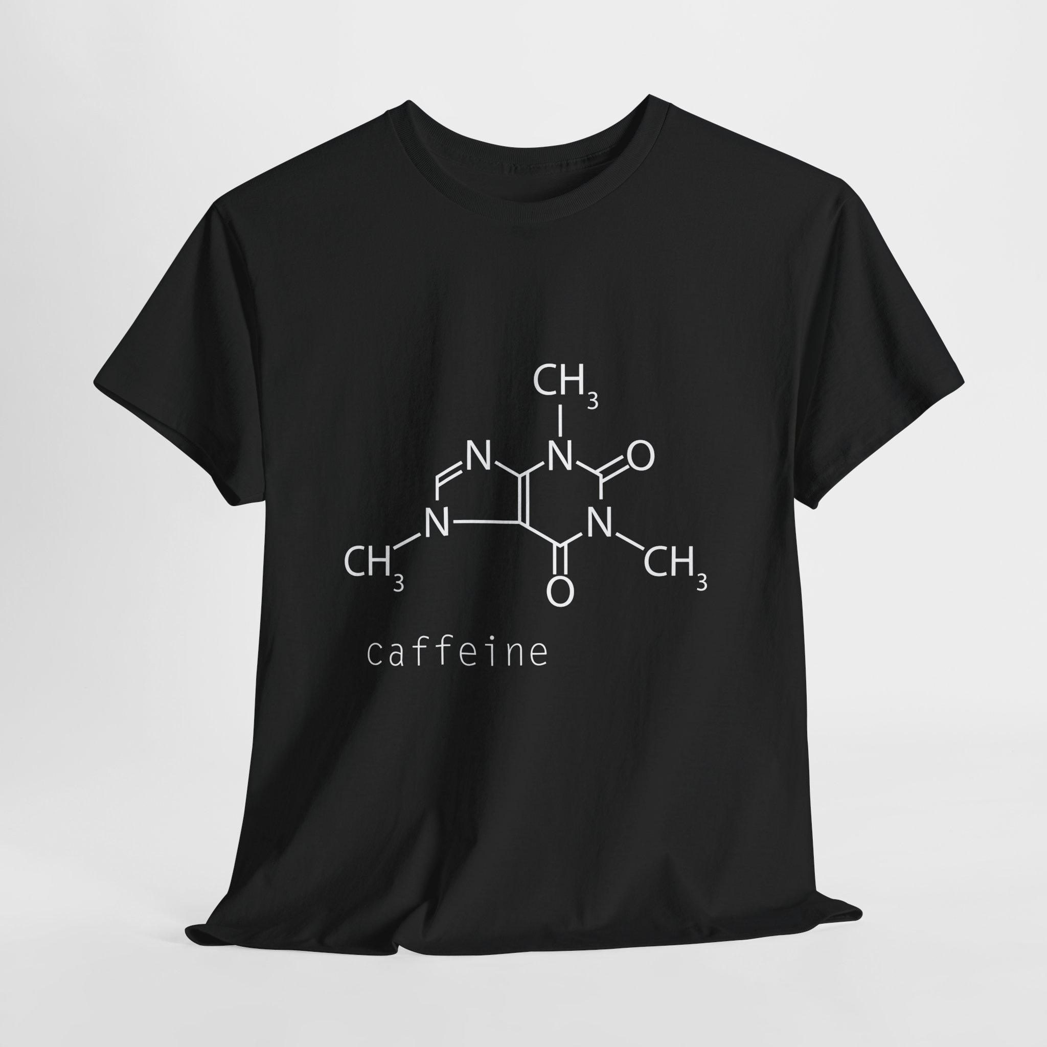 Caffeine Molecule Tee - Unisex Heavy Cotton T-Shirt, Science Gift, Funny Coffee Shirt, Chemistry Apparel, Casual Wear - Image 3