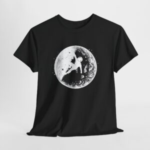 Astronaut Moon Climbing T-Shirt, Space Explorer Tee, Lunar Adventure Art, Unisex Science and Fantasy Apparel
