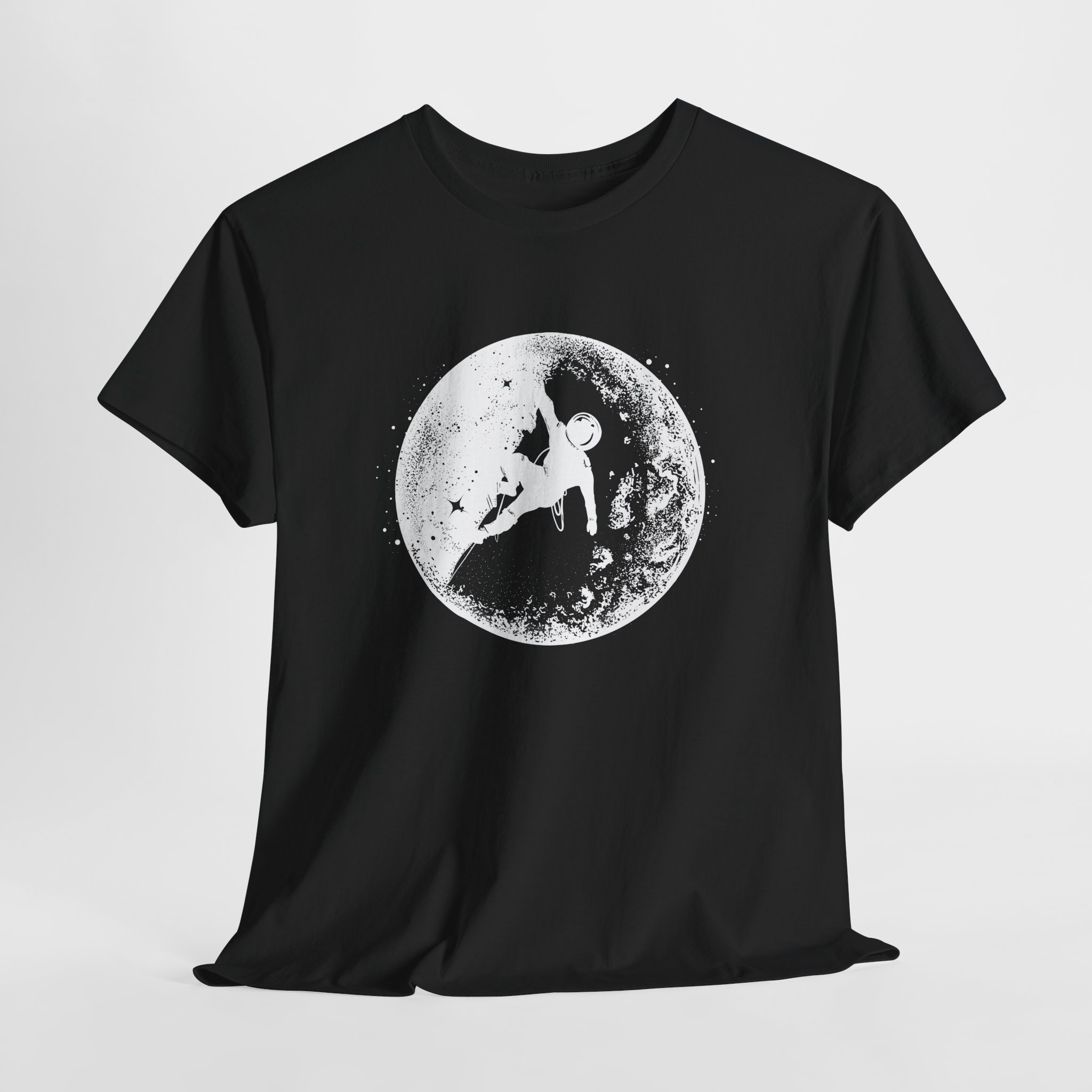 Astronaut Moon Climbing T-Shirt, Space Explorer Tee, Lunar Adventure Art, Unisex Science and Fantasy Apparel