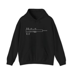 Alternative view of Precision Caliper Hoodie, Engineering Tool Sweatshirt, Machinist Gift, Technical Drawing Hooded Apparel for Engineers