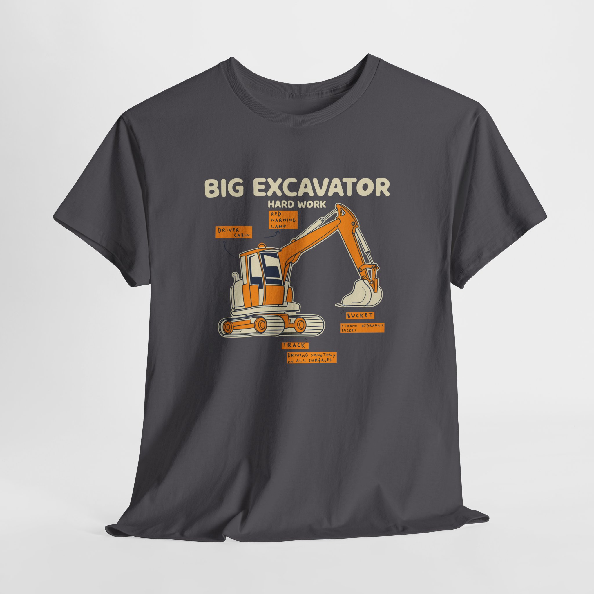 Big Excavator T-Shirt, Heavy Machinery Diagram Tee, Gift for Construction Worker and Operator, Unisex Engineer Apparel - Image 14