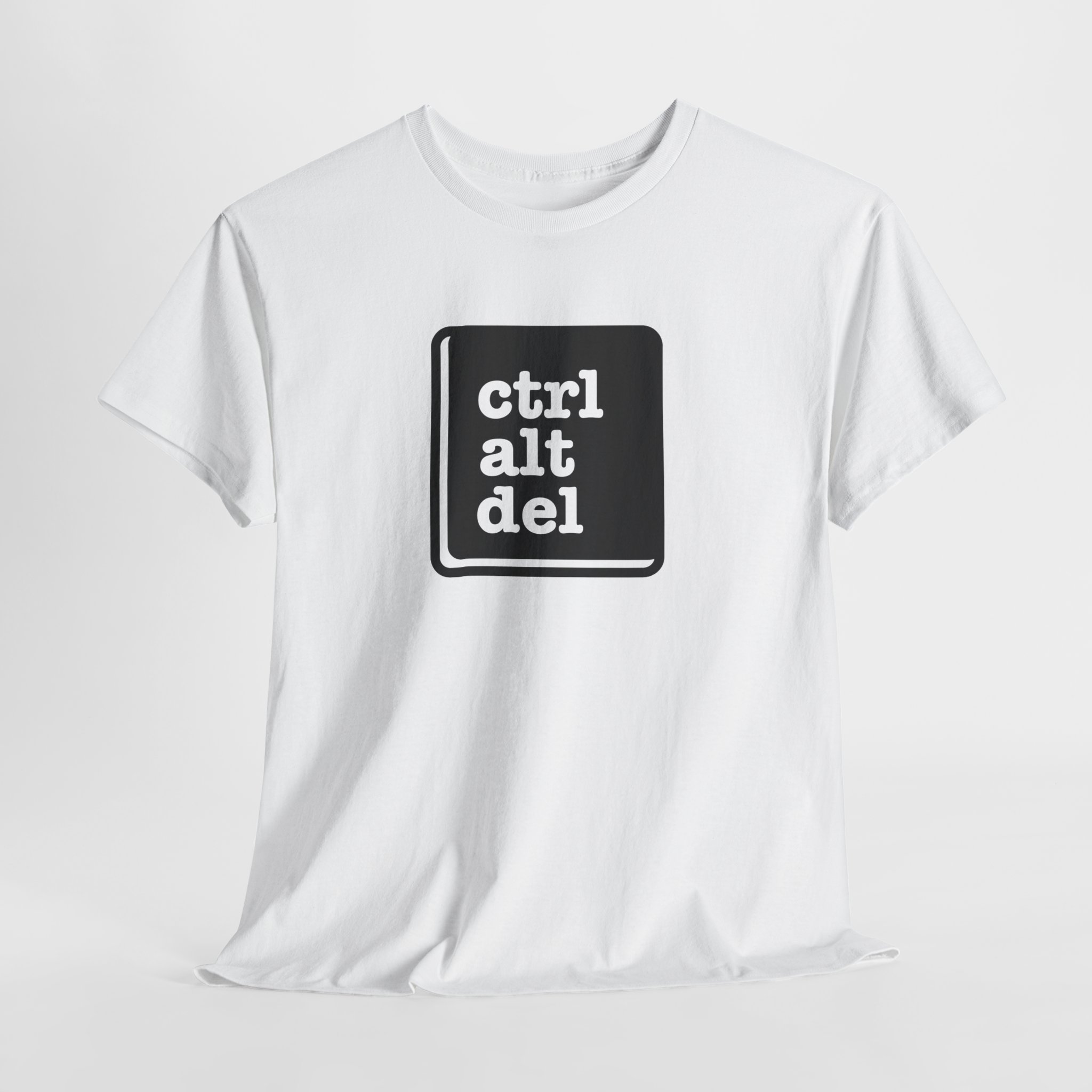 Unisex Heavy Cotton Tee with Ctrl+Alt+Del Design, Perfect for Tech Lovers, Gamers, Geek Culture, Casual Wear, Gift for Programmers - Image 2