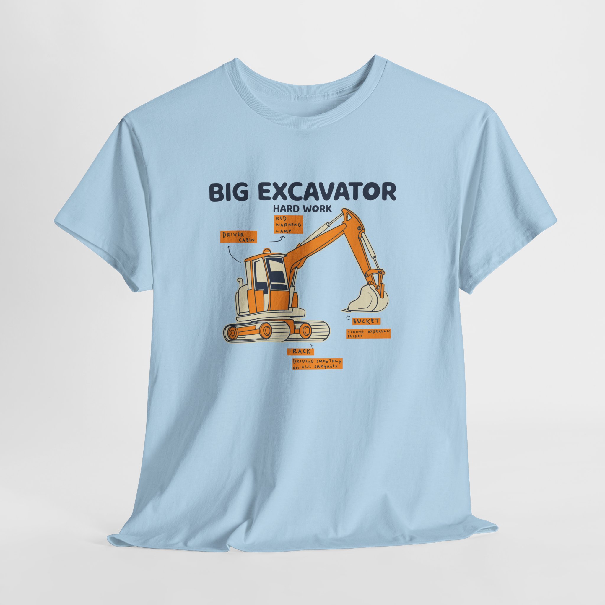 Big Excavator T-Shirt, Heavy Machinery Diagram Tee, Gift for Construction Worker and Operator, Unisex Engineer Apparel - Image 13