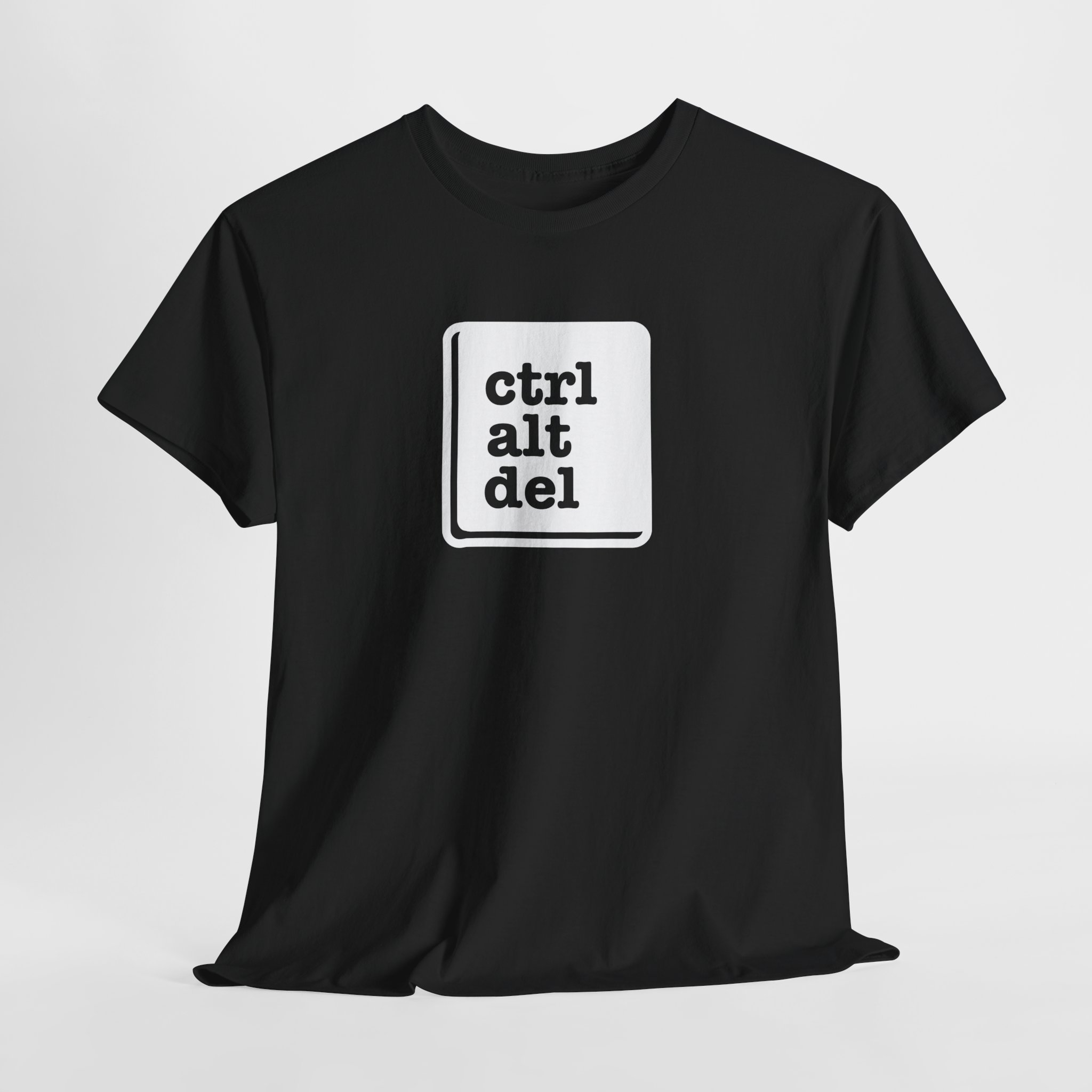 Unisex Heavy Cotton Tee with Ctrl+Alt+Del Design, Perfect for Tech Lovers, Gamers, Geek Culture, Casual Wear, Gift for Programmers - Image 3