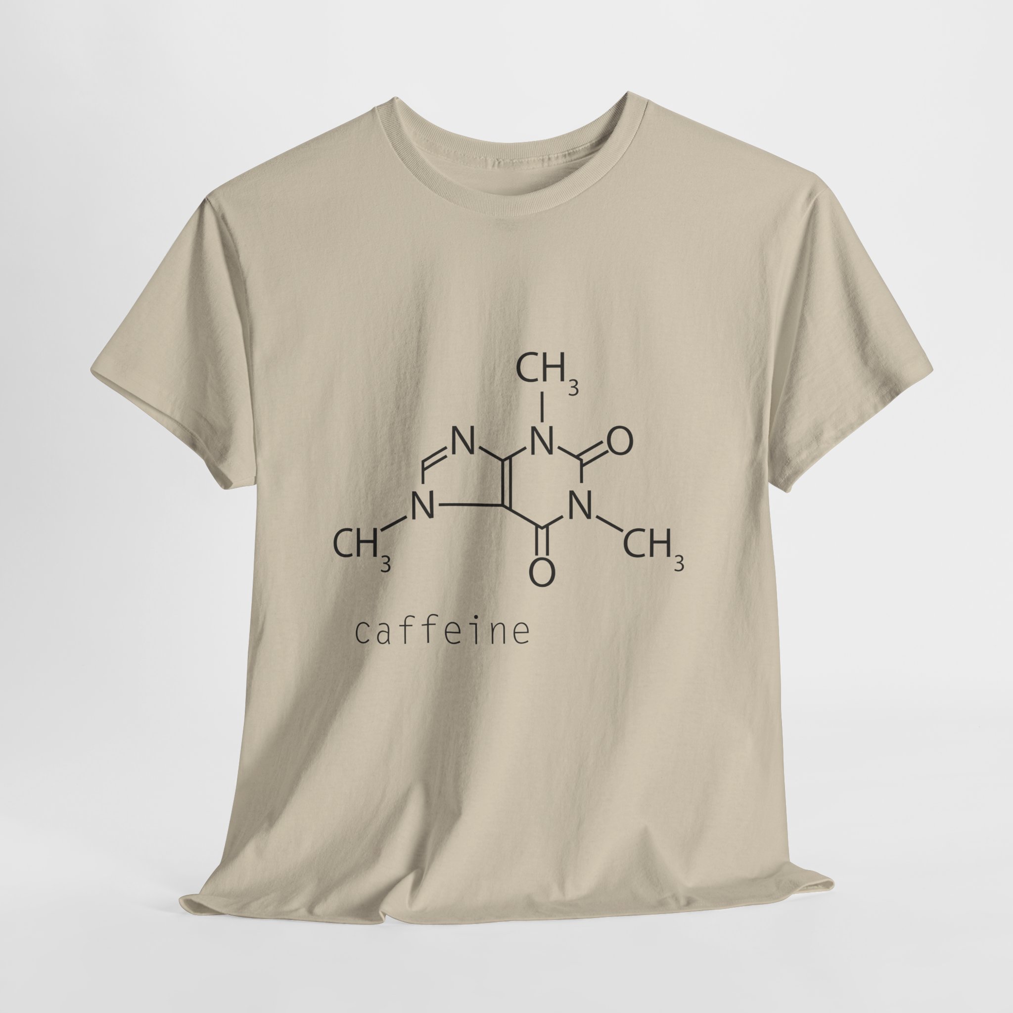 Caffeine Molecule Tee - Unisex Heavy Cotton T-Shirt, Science Gift, Funny Coffee Shirt, Chemistry Apparel, Casual Wear - Image 4