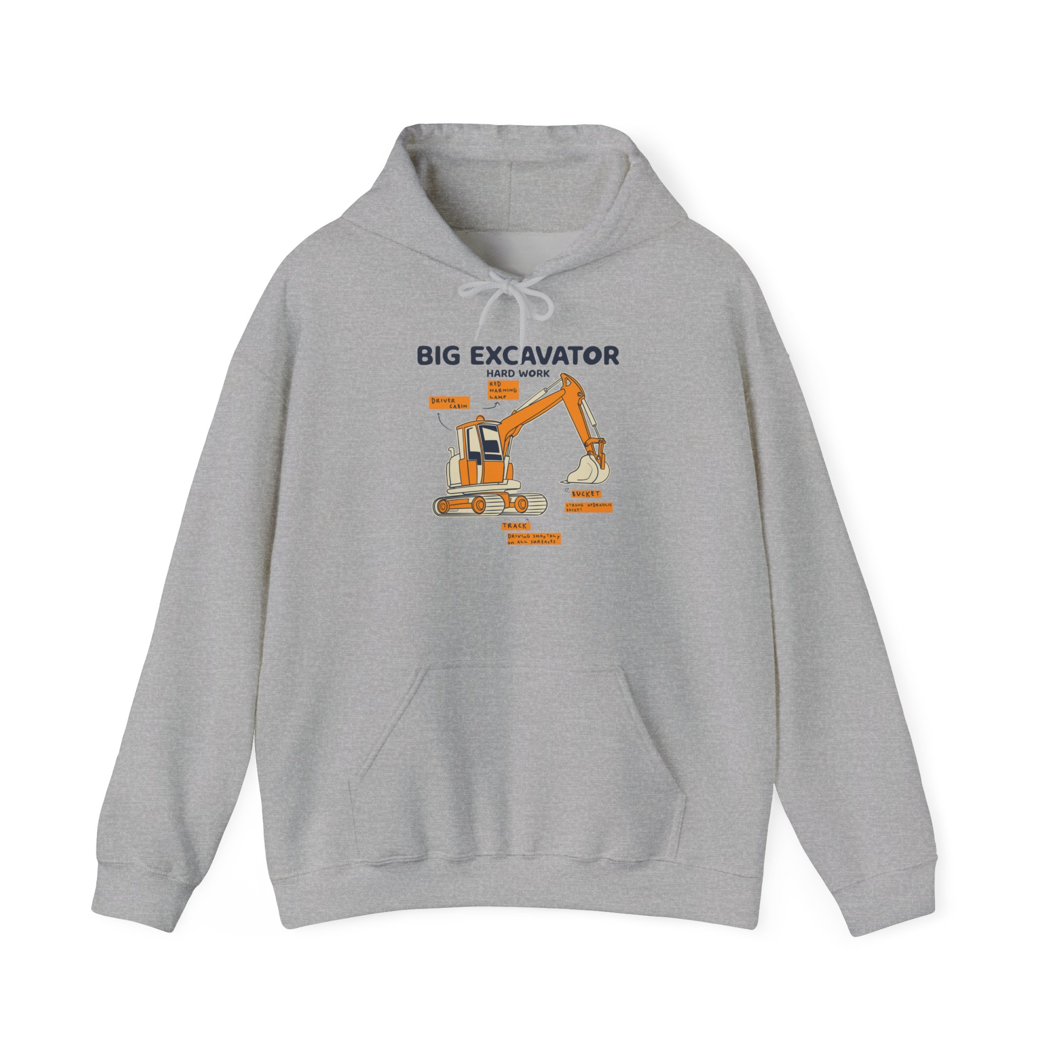 Big Excavator Hoodie, Heavy Machinery Diagram Sweatshirt, Gift for Construction Worker and Operator - Image 5