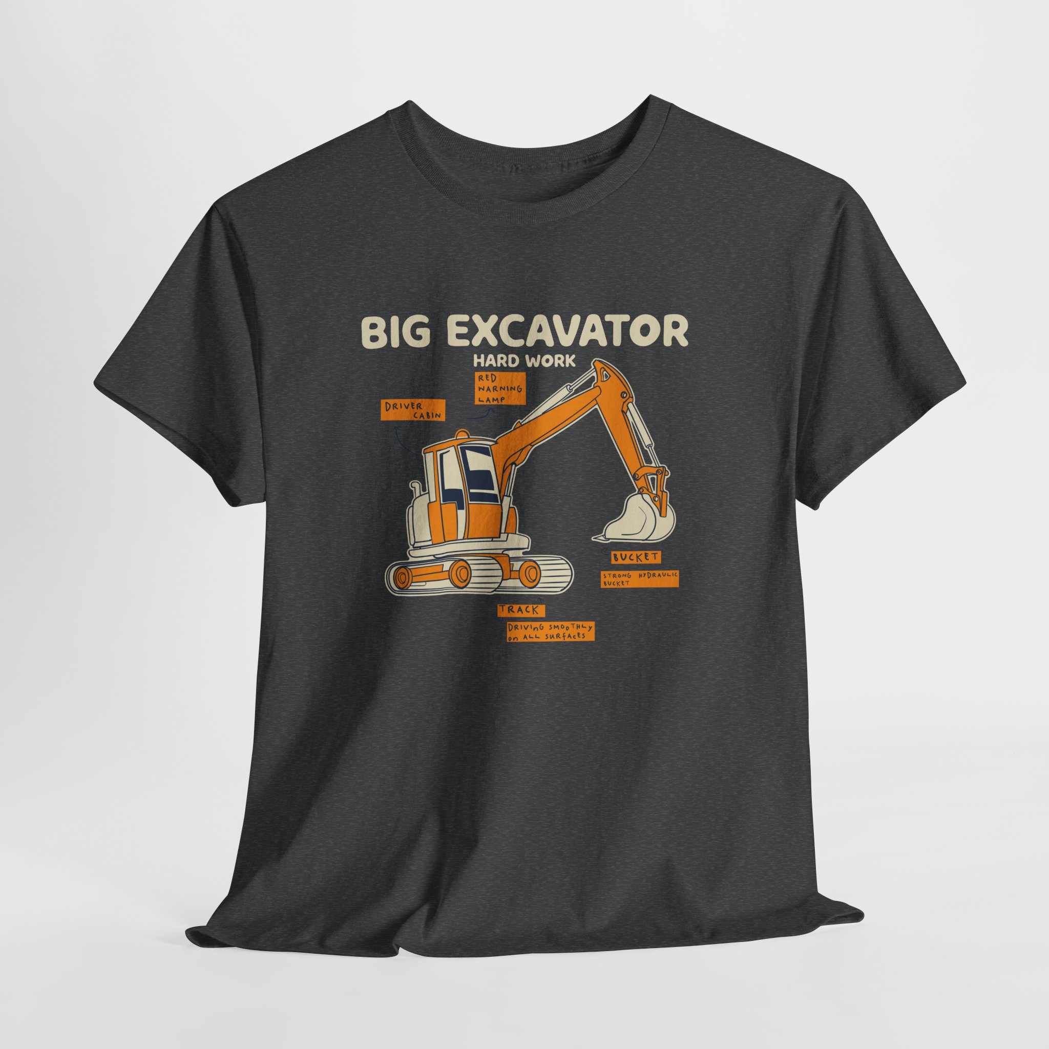 Big Excavator T-Shirt, Heavy Machinery Diagram Tee, Gift for Construction Worker and Operator, Unisex Engineer Apparel - Image 12